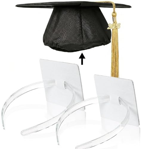 Image of 2 Pcs Graduation Cap Headband, Firm Anti-fall Hair Band for Graduation Cap, Graduation Gifts Hat Accessories for Graduates, Students, Women(Clear)