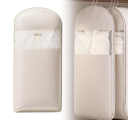 Space Saving Hanging Garment Bag with Self Compression Zipper,Saving Hanging Protector for Down Coat, Transparent Visibility Space Savin gown Compression Dust Cover for CDown Coat