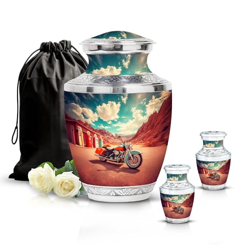 Image of Bike Urn Ashes Urns Human Remains 1 Large & 2 Small | Memorial Urn, Urns for Adult Male & Female