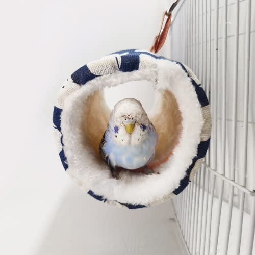 Bird Nest House Hut Hammock, Winter Warm Nest, Snuggle Bird Hammock Hanging Happy Hut Bird Parrot Hideaway Cage Toy for Parrot Budgies Parakeet Cockatiels Conure Lovebird Finch (Large, Dark Blue)