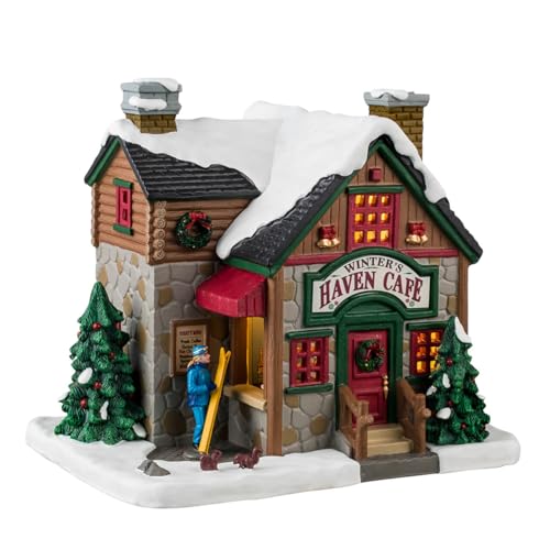 Lemax Edificio Illuminato Led "Winter'S Haven Café" In Porcellana H15 X 17,1 X 13,6 Cm