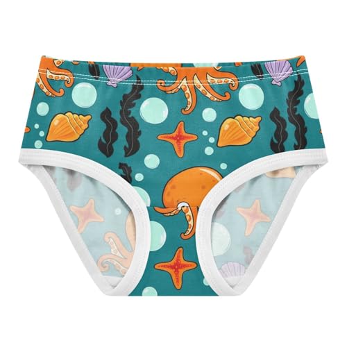 Cotton Girls Underwear Toddlers Octopuses Playful Sea Animal Panties Little Girl Animal Briefs Kids Undies 2t