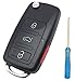 Vurbemes Key Fob Case Replacement Cover fit for VW Volkswagen Jetta Passat Golf Beetle MK5 Rabbit GTI CC EOS Keyless Entry Flip Key Fob Shell (Pack 2)