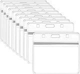 nuoshen 10pcs Waterproof Plastic Badge Holders Name Tag Clear Badge ID Card Holders