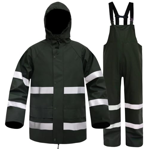 Rizzon Rain Suits for Men Women Waterproof Heavy Duty Rain Gear Hi-Vis Rain Jacket & Pants for Fishing, Camping