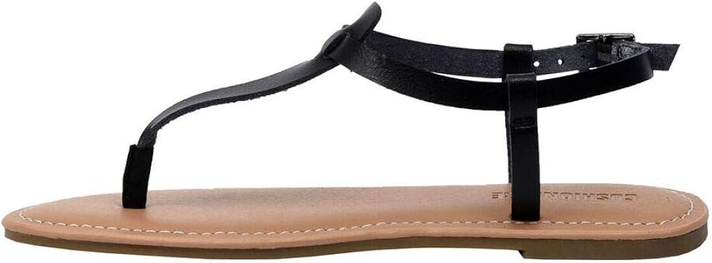 CUSHIONAIRE Women's Clea Flat Sandal with +Comfort 6 Black
