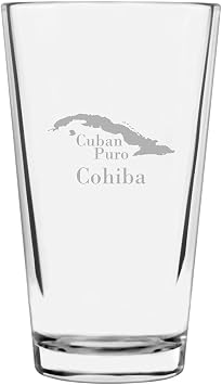 Cohiba Cuban Cigar Themed Etched 16oz Pint Glass
