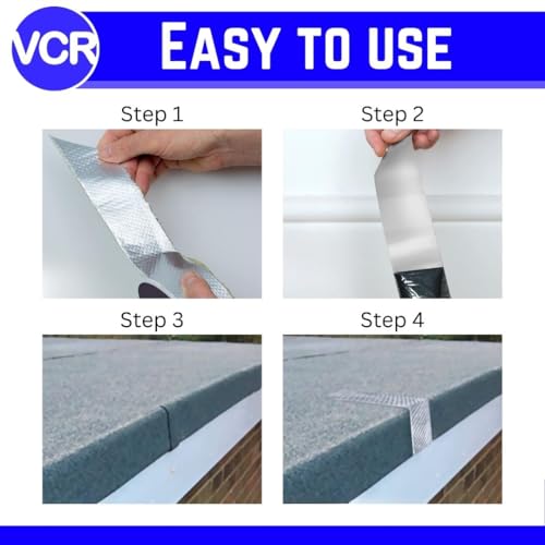 Image of VCR Butyl Tape - 5 Meters in Length 216mm / 09 inch Width - 2 Rolls Per Pack - Butyl Tape for Pipe and Water Leakage, Aluminium Rubberised Tape, Waterproof and Weatherproof Tape