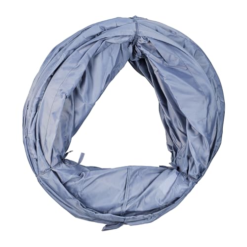 Relaxdays Hundetunnel, Spieltunnel für aktive Hunde, Hundetraining, 200 cm lang, Ø 40 cm, Faltbarer Agilitytunnel, grau