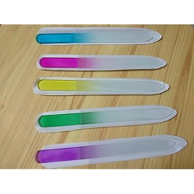 Premium Crystal Glass Nail Files Manicure Set, Professional Double Sided Pedicure Files - Best Glass Nail Files for Natural Nails - Mix Color - 5 Pieces