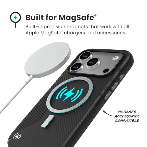 Speck PRESIDIO2 Grip for iPhone 17 Pro Case, MagSafe-Compatible, Slim Protective Case, Black/Slate Grey/White by Speck - Image 9