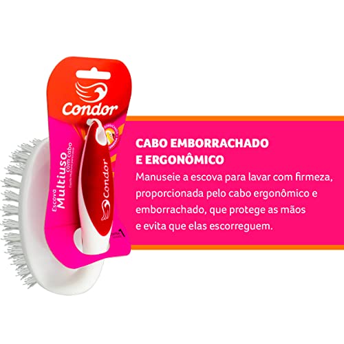 Escova Multiuso com Cabo para Lavar, Condor, Transparente