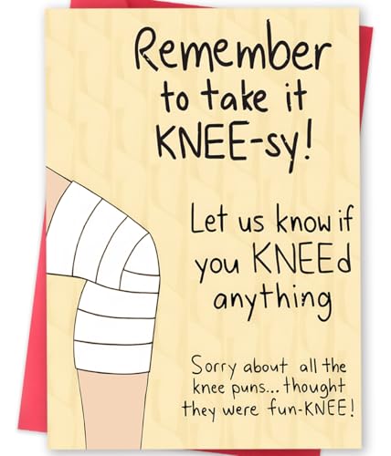 MOROLURU Funny Get Well Soon Knee Card for Friends, Humor Speedy Surgery Recovery Gifts for Women Men, After Knee Surgery Card Gift for Him Her