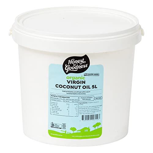 Honest to Goodness Organic Coconut Oil Virgin, 5 L - Pure Organic Coconut Coconut Flesh That has Been Cold-Pressed to Create a raw, Full-Flavoured Oil.