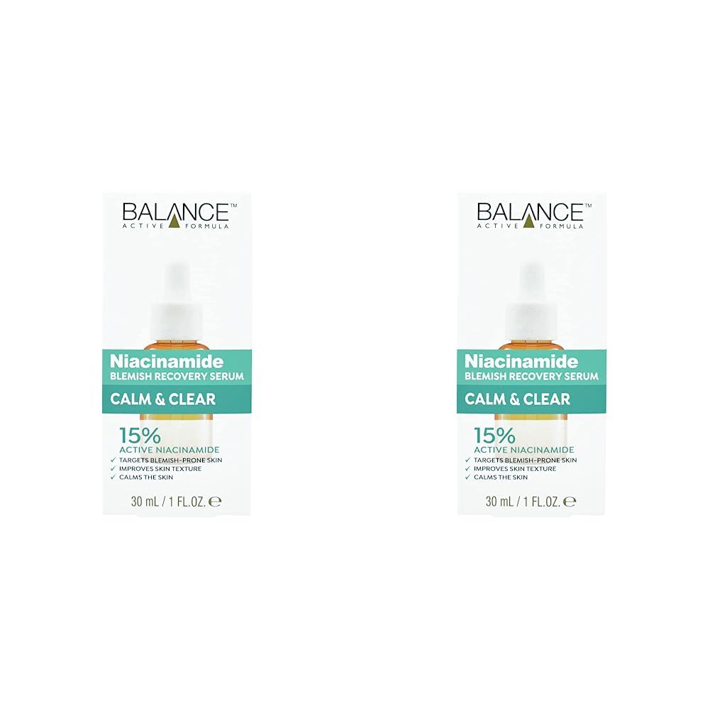 Balance Active Formula 15% Niacinamide Blemish Recovery Serum (30ml) - Contains 15% Niacinamide which targets blemish-prone skin & improves skin texture. Dermatologically tested. (Pack of 2)
