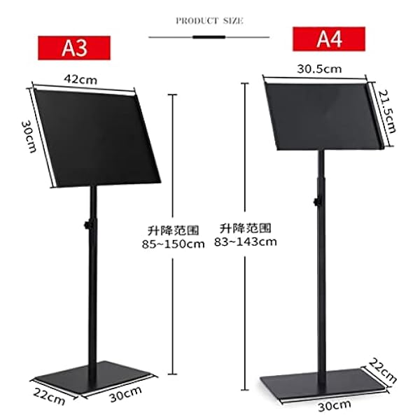 LVTFCO Teken A4/A3 Poster Display Stand Verstelbare Vloerstaande Menu Poster Stand, A3/A4 Verstelbare Poster Stand Display Snap Frame Teken Reclame Houder met Stabiele Basis