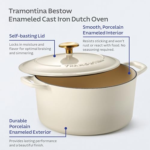 Image of Tramontina Bestow Enameled Cast Iron 5.5-Qt Round Dutch Oven Pot with Lid