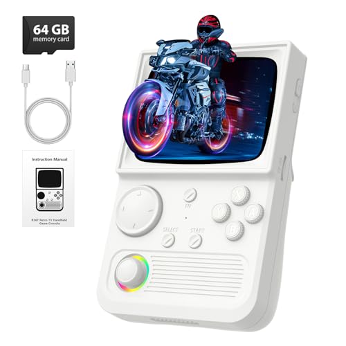 Image of R36T Retro Handheld Game Console, Portable Retro Gaming Console with 3.5 inch CRT-Inspired Screen, 3500mAh Arcade Classics, Supports Multiple Emulators, WiFi Network Battling, 64GB (White)