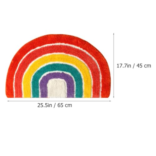 Alfombrilla semicircular de poliéster lavable y diseño arcoíris para suelo 4