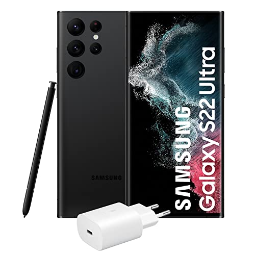 Samsung Galaxy S22 Ultra 5G (512 GB) Phantom Negro + Cargador – Teléfono móvil libre, Smartphone Android (Versión Española)