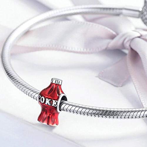 Original Authentic 925 Sterling Silver Charms Red Wine Glass Cup Dangle Letter Bead for Bracelet Charms (Coke Cup Charms)3