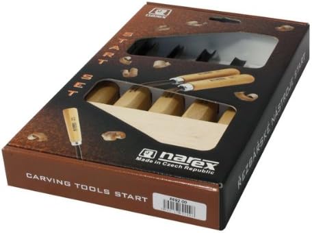 Narex 5 Piece Set Starter Carving Chisels 3 Gouges, V Tool and Double Bevel Skew Chisel 869200
