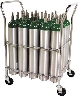 Oxygen Tank Cart with Heavy Duty casters and Brakes - Holds 20 Size E Oxygen Cylinders