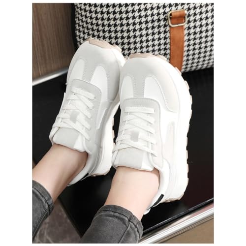 Chunky Heel Platform Sneakers Color Block Soft Trendy Anti-Slip Chunky Shoes Durable Wide Tennis Casual Running Athletic Walking Dress3