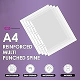 100 A4 Plastic Punched Pockets 45 Micron Polly Pockets Filing Folders Wallets Sleeves for Home Office and School Document Files Folders Filing Wallets Sleeves Hold 15 to 20 Sheets - Image 3