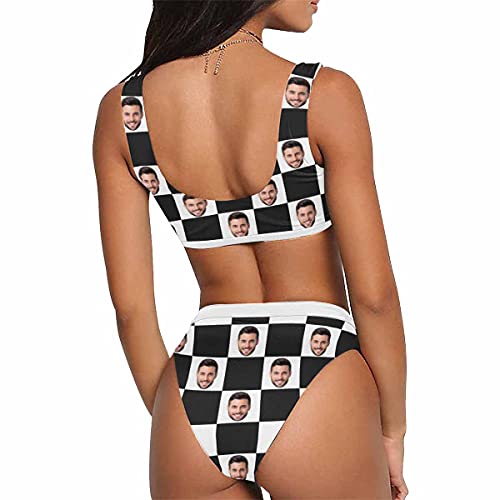 Custom Face Bikini Set for Women High Waisted Personalized Swimsuits with Photo Two Piece Pool Party Funny Gift3