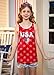 IIMMER Fourth of July Patriotic Girl's Back Bow Sleeveless Star Stripe Red White Blue Clothes Crew Neck Loved Shirt 12 Years