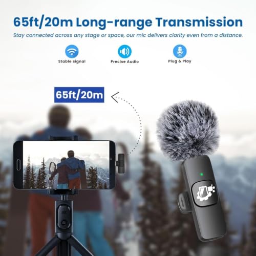 Image of GADGETSWEAR Wireless Lavalier Furry Microphone K8, Plug & Play Bluetooth Collar Mic for YouTube, Vlogging, Video Recording, Portable, Compatible with Android & iPhone