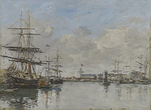 Cuadro de Eugene Louis Boudin: lienzo decorativo El puerto de Le Havre de 60x90cm vintage
