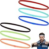 6-teiliges Set Sport-Haarbänder, dünne rutschfeste elastische Stirnbänder, Stirn-Schweißband, rutschfest, Unisex, für Fitnessstudio, Fußball, Yoga, Running