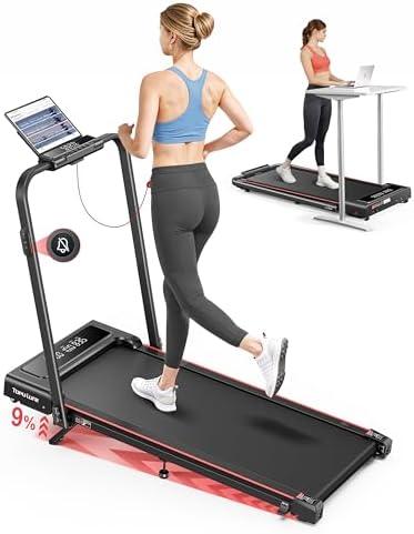 TOPUTURE Foldable Walking Pad with Incline, 4 in 1 Treadmill for Home & Office, Under Desk Treadmill, 2.5HP Portable Compact Treadmills Silent Remote Control, App & LED Display, Installation-Free