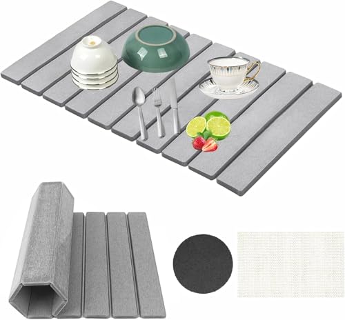 La Mejor Recopilación de Tapetes de piedra disponible en línea para comprar. 44 SSX-KJ Alfombrillas de Secado para Platos,Plegable,Eterilla de Tierra de Diatomeas Súper Absorbente,Ecológica,Esterilla de Piedra para Secar Platos,Tazas,Botellas,60 x 40 cm,Gris...