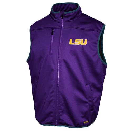 2Bhip NCAA Louisiana State LSU Tigers Adult Mens College Mock Neck Softshell Full Zip Sleeveless Vest Jacket