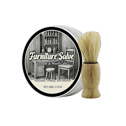 Image of Leather Couch Cleaner - 100g Wood Repair Cream with Brush - Wood Polishing Furniture Balm,for Restoration Cleaning Recoloring Stain Sofa Seat Car Boot Floor