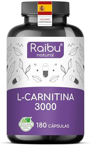 L-Carnitina 3000 mg - XXL Botella con 180 Cápsulas de Alta Dosis ...
