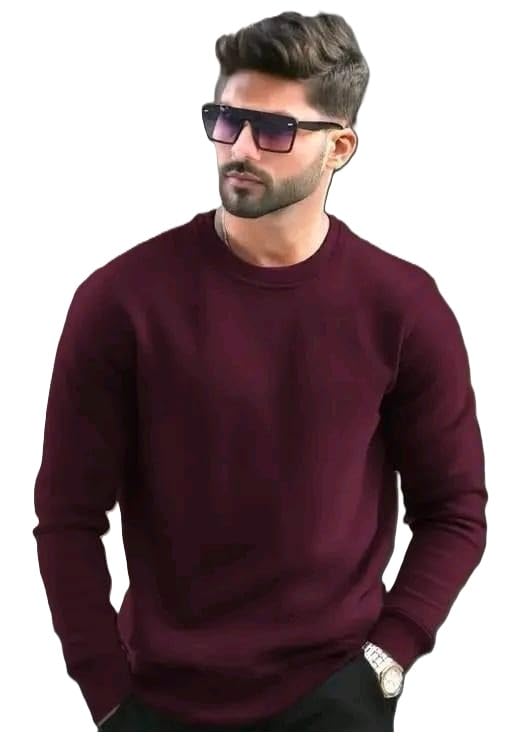 Tishika Clothing Stylish Casual Sweatshirt Comfortable Fit Ideal for Layering or Wearing as Standalone Piece L Maroon-picture-28