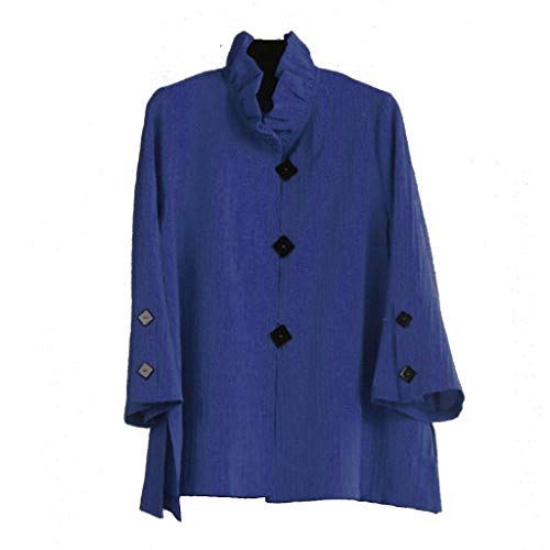 Moonlight Clothing by Y&S Bell Sleeve Button Front Shirt/Jacket (X-Large, Blue)