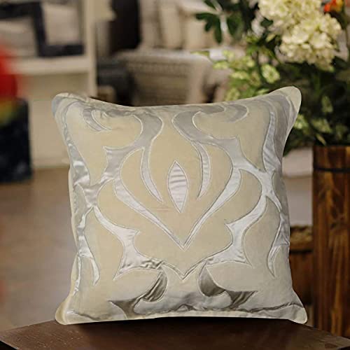 Image of SAJAVAT HOME CV120 Embroidery Cushion Cover (Pack of 1) 18x18 INCHES /45x45 cm Multicolour (Ivory, Velvet)