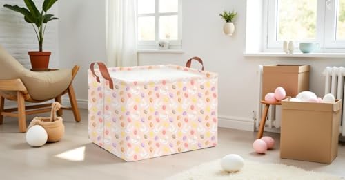 Image of CLOCOR Rectangular Easter Bunny Basket - Easter Egg Storage Bin, Gift Basket, Toy Organizer & Room Decor