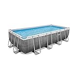 Bestway Power Steel Ersatz Frame Pool ohne Zubehör 488 x 244 x 122 cm, Rattan-Optik (Schiefergrau), eckig