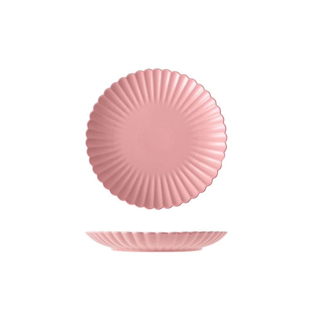 Assiette Plate en céramique, 20 cm, Multicolore, à Dessert, avec Bordure Fleurie, pour Restaurant, Cuisine, Mariage, fête, Assiette de Service, Rose, 15 cm