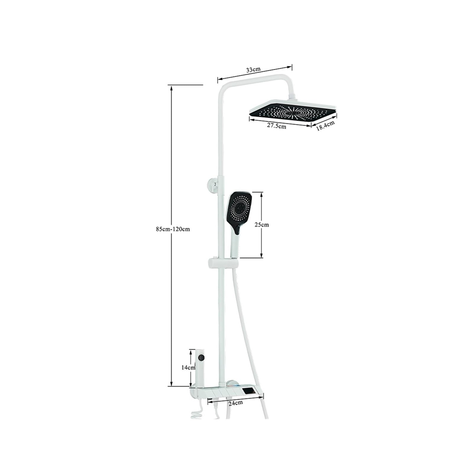 Set Doccia for Vasca da Bagno con Display Digitale, Set for Doccia for Bagno con Piano Bianco, Rubinetto for Doccia a Pioggia con Testa in Ottone di qualità(Digital Display B)
