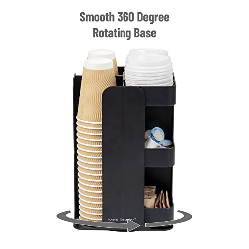 Mind Reader Cup Condiment Carousel, Countertop Organizer, Coffee Bar Accesories, Kitchen, Stirrers, 8\" L x 8\" W x 12\" H, Black - Thumbnail 5