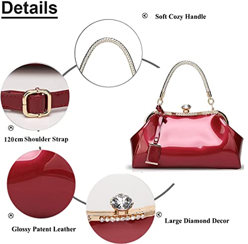 Bolso Tote de charol brillante con asa superior para mujer miniatura 3