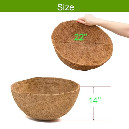 Frillybutts 2 PCS 22 Inch x 14 Inch Coco Liners for Planters Round Basket Shaped Coconut Fiber Replacement Liners by Frillybutts - Image 2