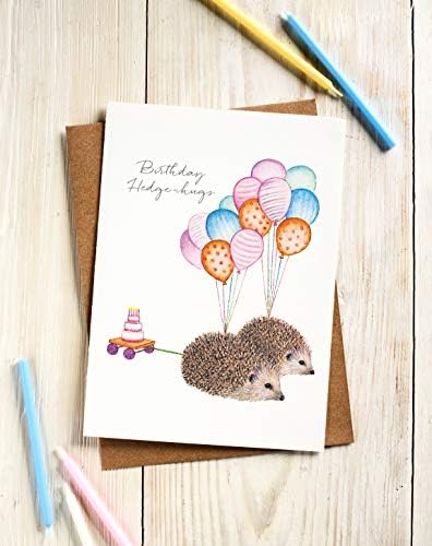 Lottie Murphy Hedgehogs Birthday Card - 'Birthday Hedge-hugs' - Female Birthday Card - Card for Her